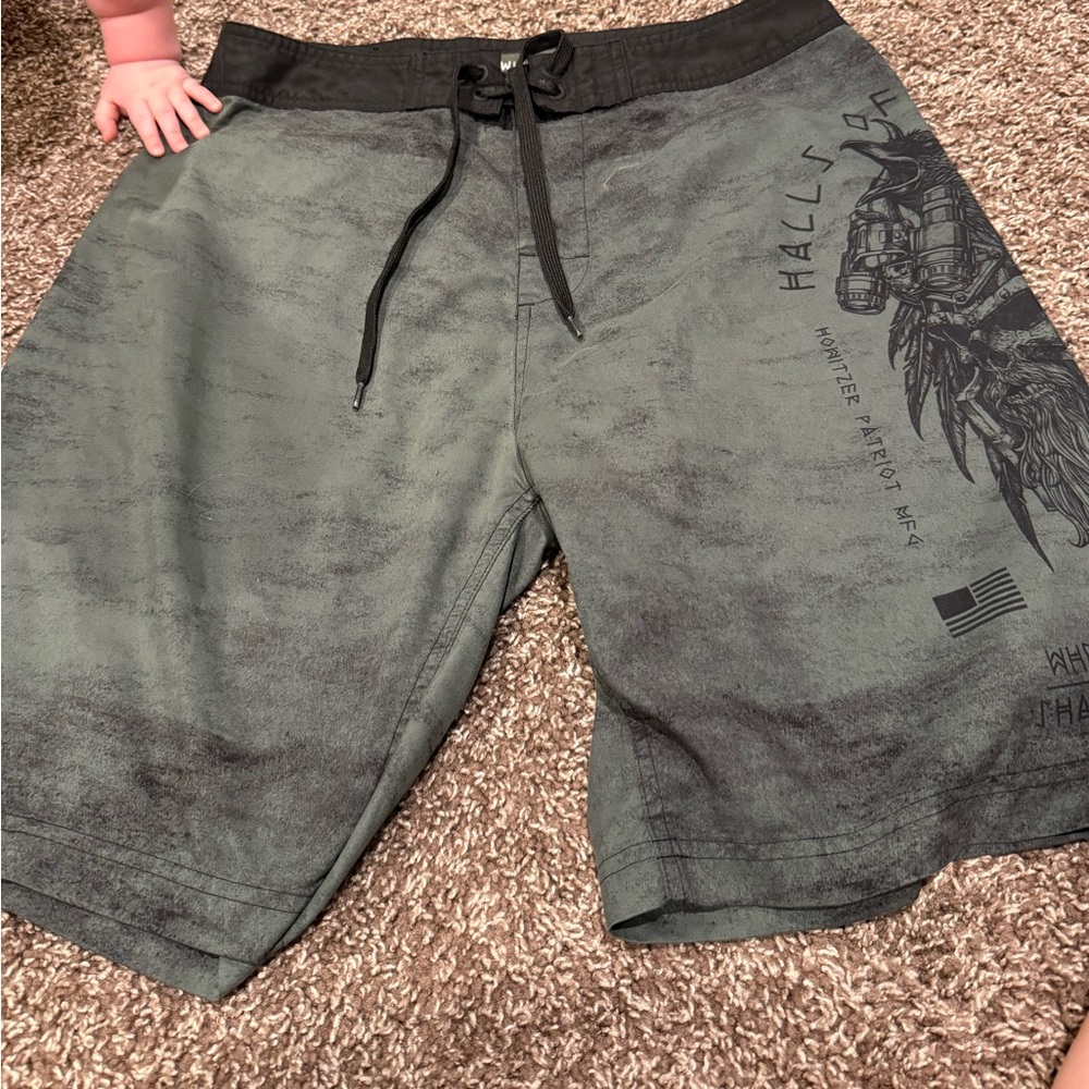 🍕Gray and Black Graphic swim Shorts but could be worn as regular shorts